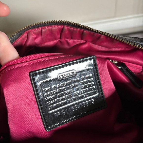 Coach Poppy Liquid Gloss Quilted Satchel Black Patent Leather Bag Purse - Picture 14 of 15